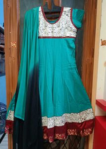 🇳🇿💫💗 Teal Anarkali Kurti With Dupatta