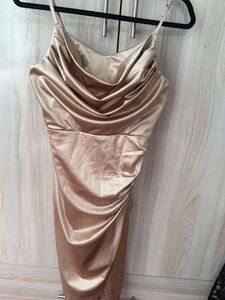 Satin Cowl Neck Mini Dress