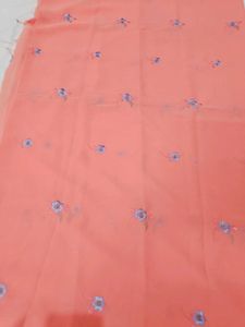🇳🇿💫🎀Peach Georgette Embroidered Unstitched