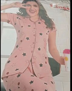 Stretchable Pink Nightsuit Set