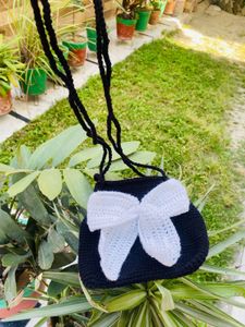 Handmade Crochet Bag with Bow