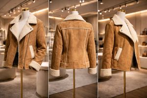 Korean Shearling Trim Faux Suede Jacket
