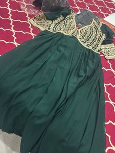 Elegant Teal Embroidered Ethnic Gown