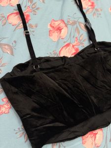 Black Velvet Corset Crop Top