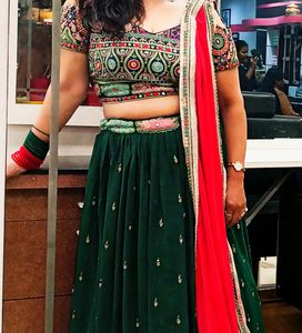 Green Crop Top And Lehenga💚