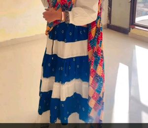 Boho Blue &amp; White Tiered Skirt