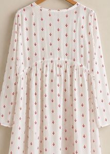 White &amp; Red Floral Printed Babydoll Tunic | Full-S