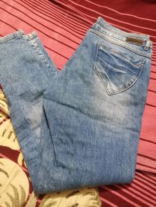 Preloved Blue Ribbed Waist 30 Denim