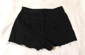 Black Ripped Denim Shorts