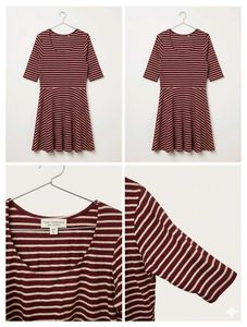Maroon Striped Fit and Flare Dress