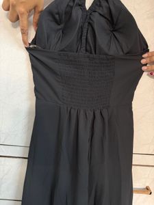 Black solid women dress maxi