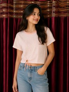Striped Cropped T-Shirt -new one