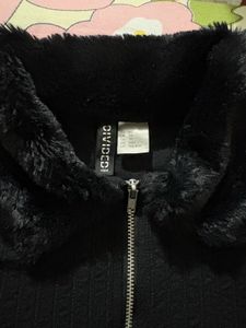Black Faux Fur Trim Jacket