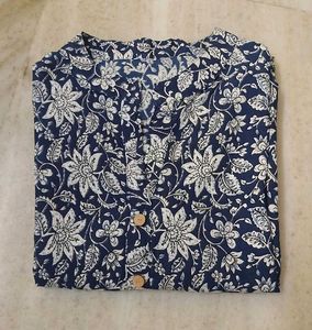 💙👣Navy Blue Floral Print Kurta