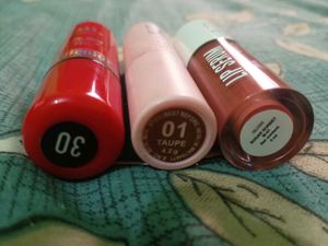 3 Lipsticks + Lip Serum gloss zudio &amp; sugar pop