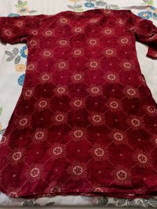 Maroon Printed Kurta
