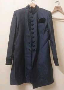 Men's Dark Blue Embroidered Sherwani Jacket