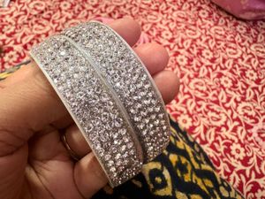 Set of Pink Velvet Bangles with rhinestones Chur