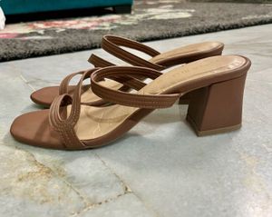 Stylish Brown Strappy Block Heels