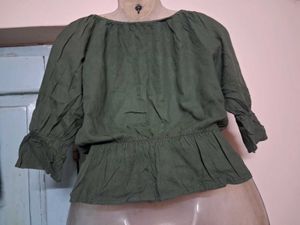 Olive Green Peplum Top