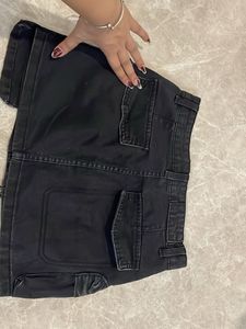 denim cargo skirt
