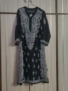Elegant Black Chikankari Kurta