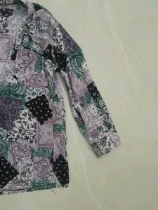 Patchwork Print Long Sleeve Top