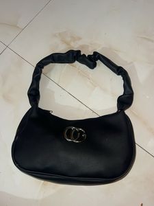 Black Hobo Bag with Silver Hardware
