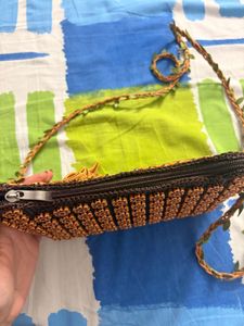 Unique Leaf Embellished Clutch Bag