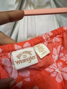Orange Floral Cotton Tie-Strap Crop Top