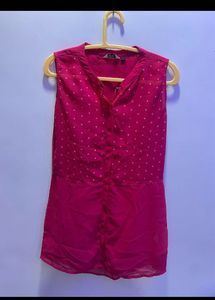 Stylish Pink Kurta with White Polka Dots