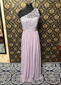 Elegant One-Shoulder Lace Gown