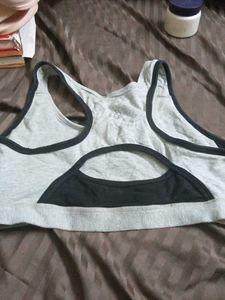 Gray with black jockey sports bra