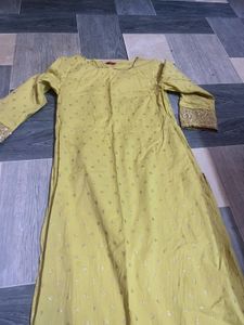 Yellow Kurta with White Pants