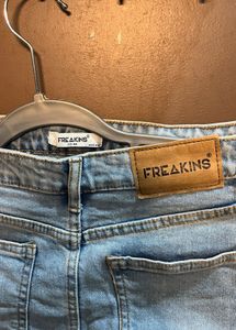 Freakins- Light Wash Denim Mini Skirt