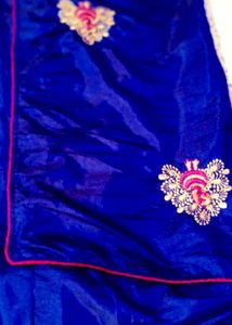 Elegant Royal Blue Embroidered Saree