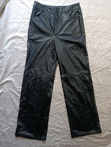 Black Faux Leather Wide Leg Pants