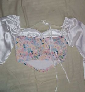 Satin Floral Corset Crop Top
