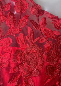 Red Floral Embroidered Gown