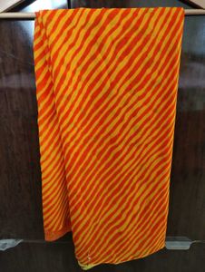 Vibrant Orange & Yellow Striped Saree