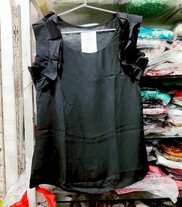 Chic Black Ruffle Sleeve Top