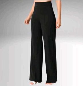High-Waisted Wide Leg Pants Black-XL