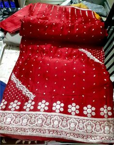 Stunning Red Embroidered Saree
