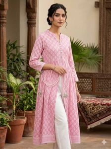 Pink Printed Anarkali Kurta