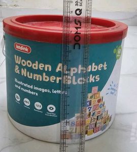 Kadink Wooden Alphabet Number Blocks with Box