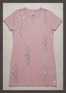 Embroidered Rose T-Shirt Dress