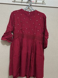 Maroon Embellished Top