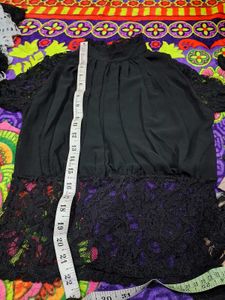 Elegant Black Lace Sleeve Top