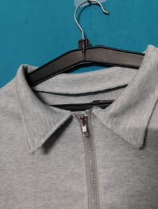 Grey Zip-Up Collared Jacket