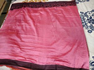 Pink Saree with Striped Border